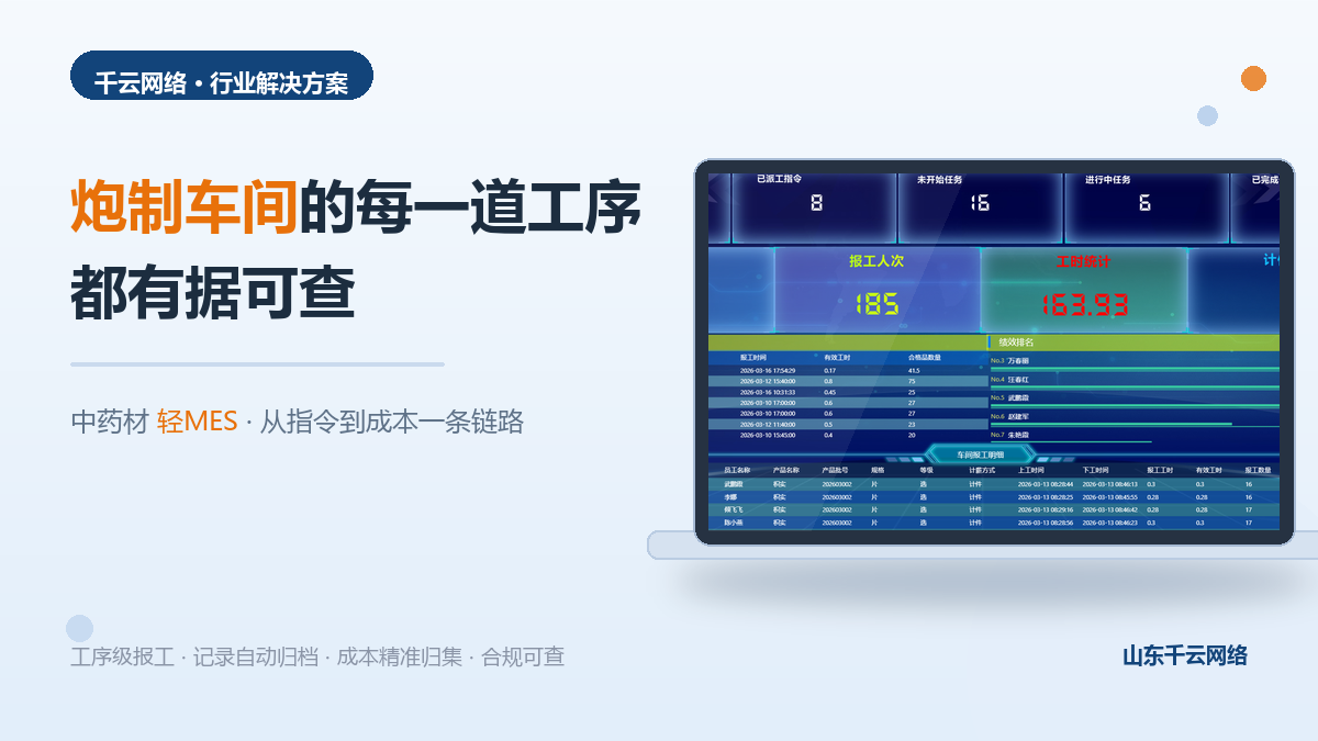 《中药材行业轻MES解决方案：让炮制车间的每一道工序都有据可查》